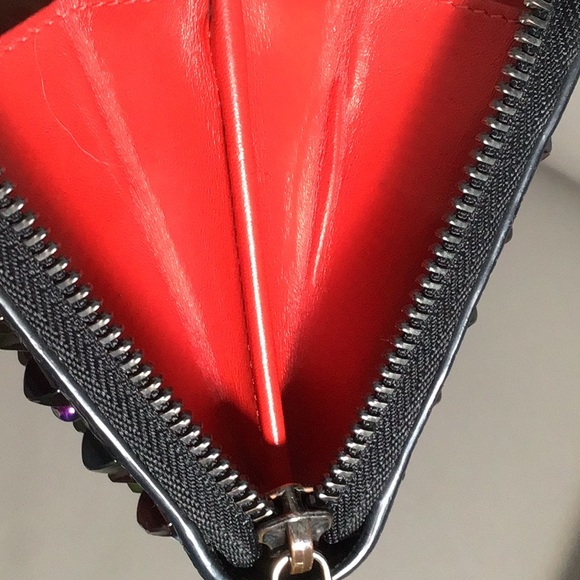 EUC. CHRISTIAN LOUBOUTIN Panettone Spike Long Zip Around Wallet in Black Multi - Picture 13 of 15